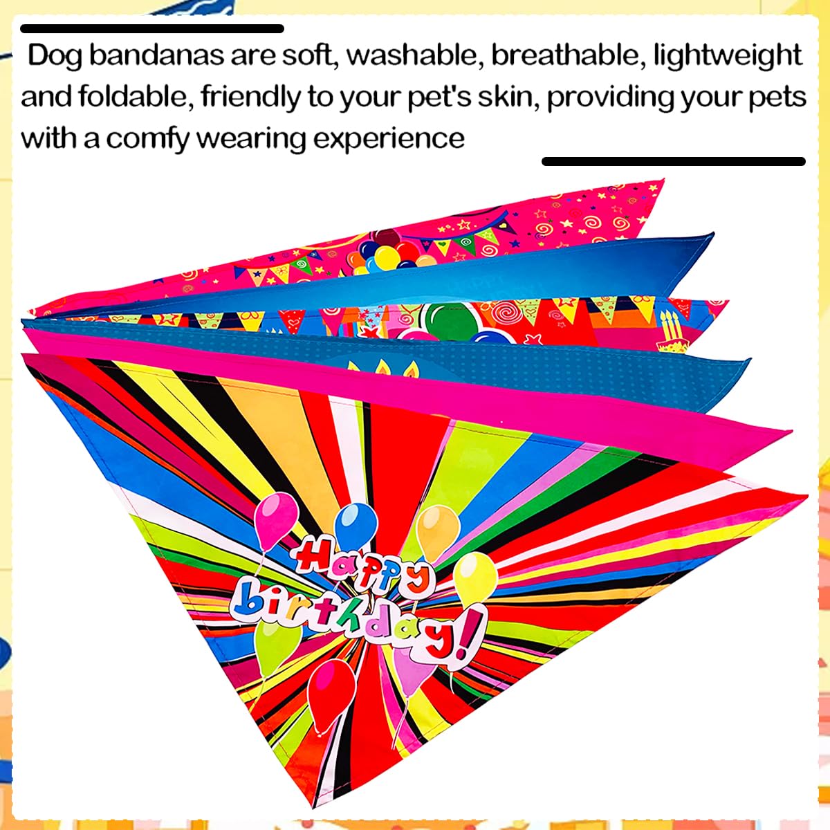 JpGdn 30PCS/Pack 33Inch Dog Birthday Bandanas Bulk Party Bandanas for Large Extra Large XL XXL Breed Dogs Stitching Hemming Selvedge Sewing Scarves Grooming Accessories Costume