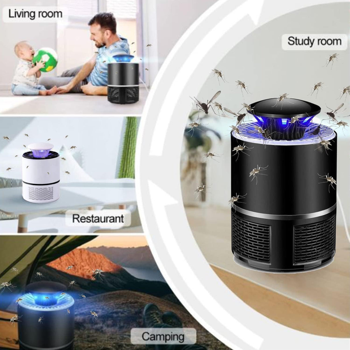 BRIRILINE Bug Zapper, Electric Mosquito & Fly Zappers/Killer - Insect Attractant Trap Powerful Bug Zapper Light, Hangable Mosquito Lamp for Home, Indoor, Outdoor, Patio (Black),(SDB)