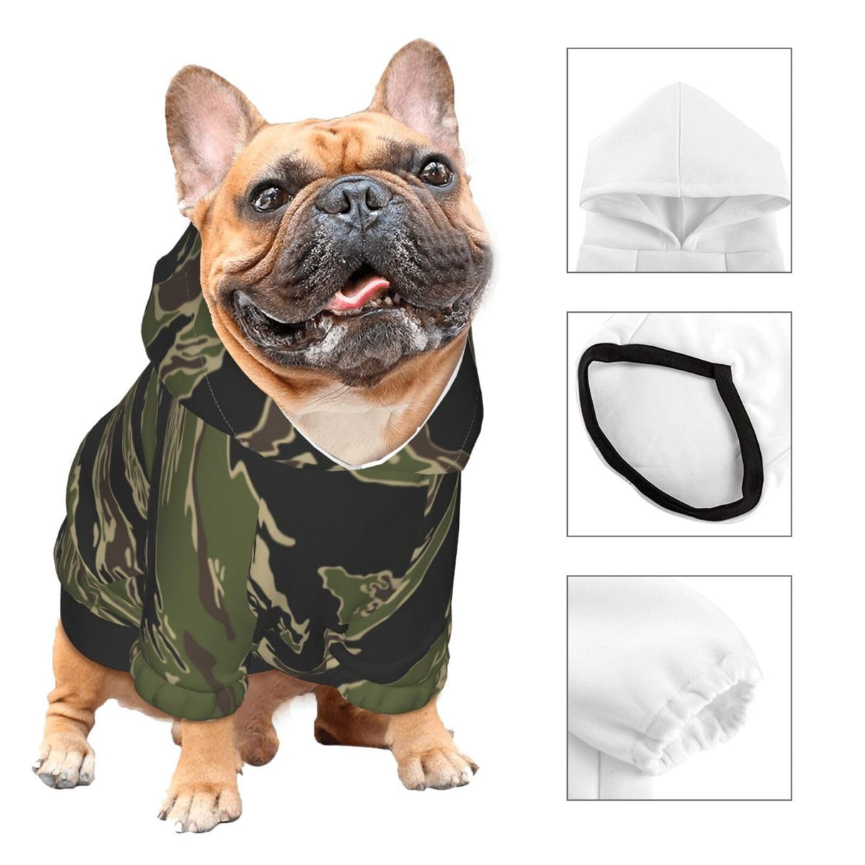 Dog Hoodie Sweatshirt for Fall and Winter, Cozy Pet Clothes for Outdoor Activities, Army Military Camouflage Vietnam Tiger Stripe Camo Pets wear Hoodies