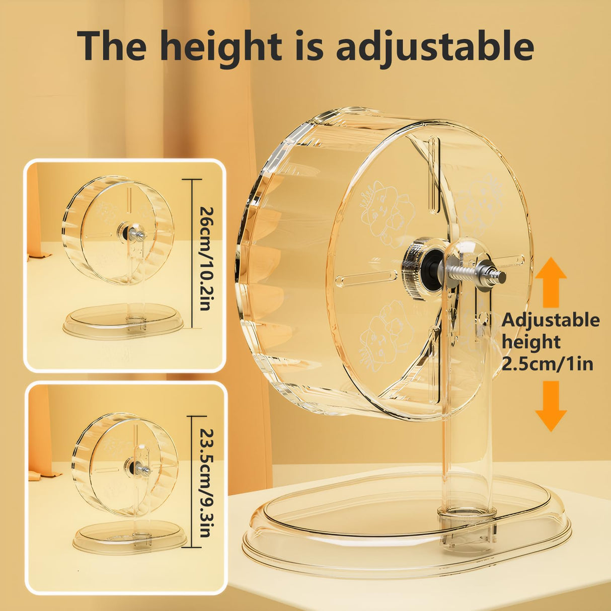 Fanlahmtasy Silent Hamster Wheel – 9.5 Inch Syrian Hamster Running Wheel, Anti-Skid & Height Adjustable, Easy to Clean (9.5inch)