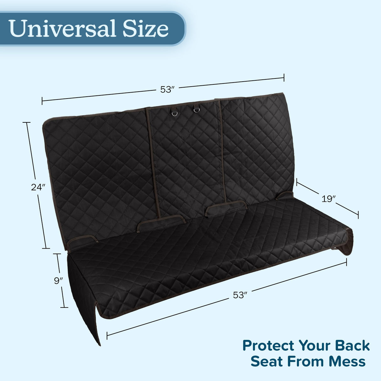 Dog Car Seat Cover for Back Seat - Water-Resistant Car Seat Protector for Cars, Trucks, and SUVs - Seat Cover Protects from Scratches, Mud, Pet Hair and Accidents - Car Accessories by PETMAKER (Black)