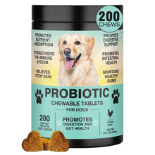 Load image into Gallery viewer, Probiotics for Dogs Gut Digestive Health Probiotic Chew for Dogs Digestive Enzymes Relieve Diarrhea Immunity Oral Problems Itching Constipation Prebiotics Dog Probiotics 200 Tablets Chicken Flavor