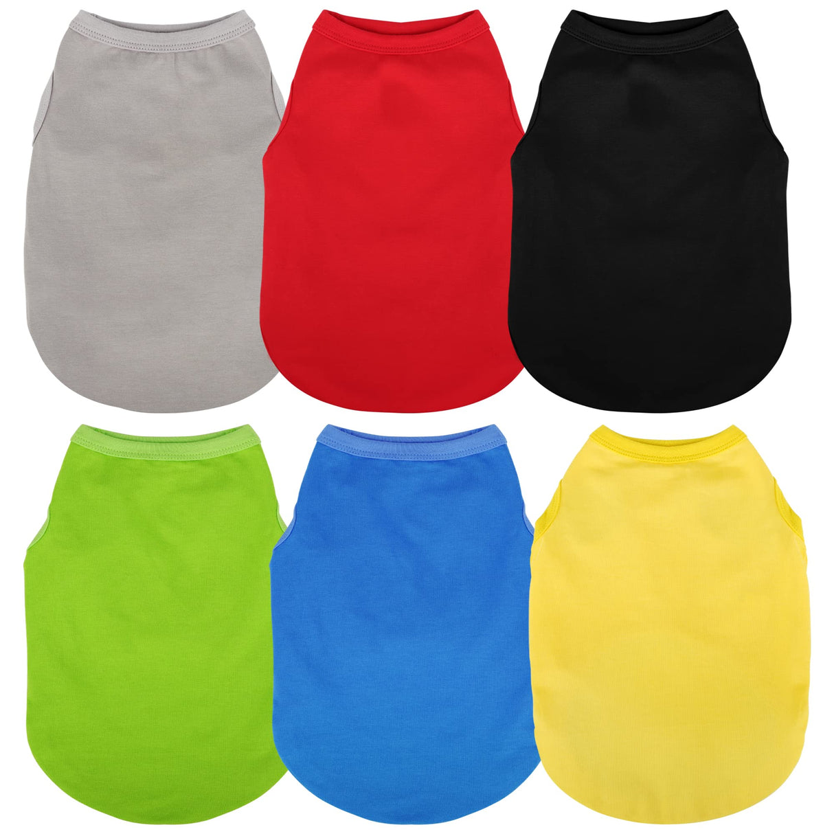 Paiaite 6 Pieces Plain Dog Shirt Sleeveless Puppy Cotton Dog Shirts Breathable Pet Apparel Tank Top Colorful Puppy Sweatshirt Clothes for Small Medium Dogs 3XL