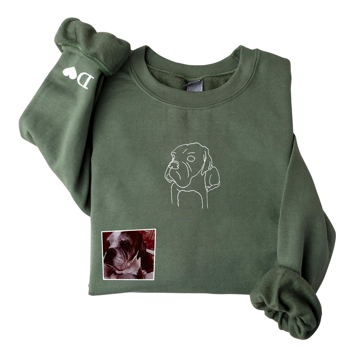 GodLover Custom Dog Mom Embroidered Sweatshirt, Personalized Pet Portrait Line Art Hoodie, Minimalist Dog Face Crewneck, Gift for Women, Pet Lovers, Birthday, Christmas