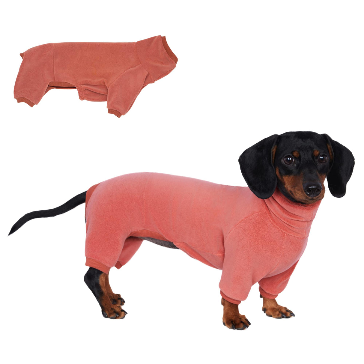 Dachshund Dog Turtleneck Sweater, Winter Warm Clothes for Dachshunds, Sausage Dog Winter Outfit(Red,M)