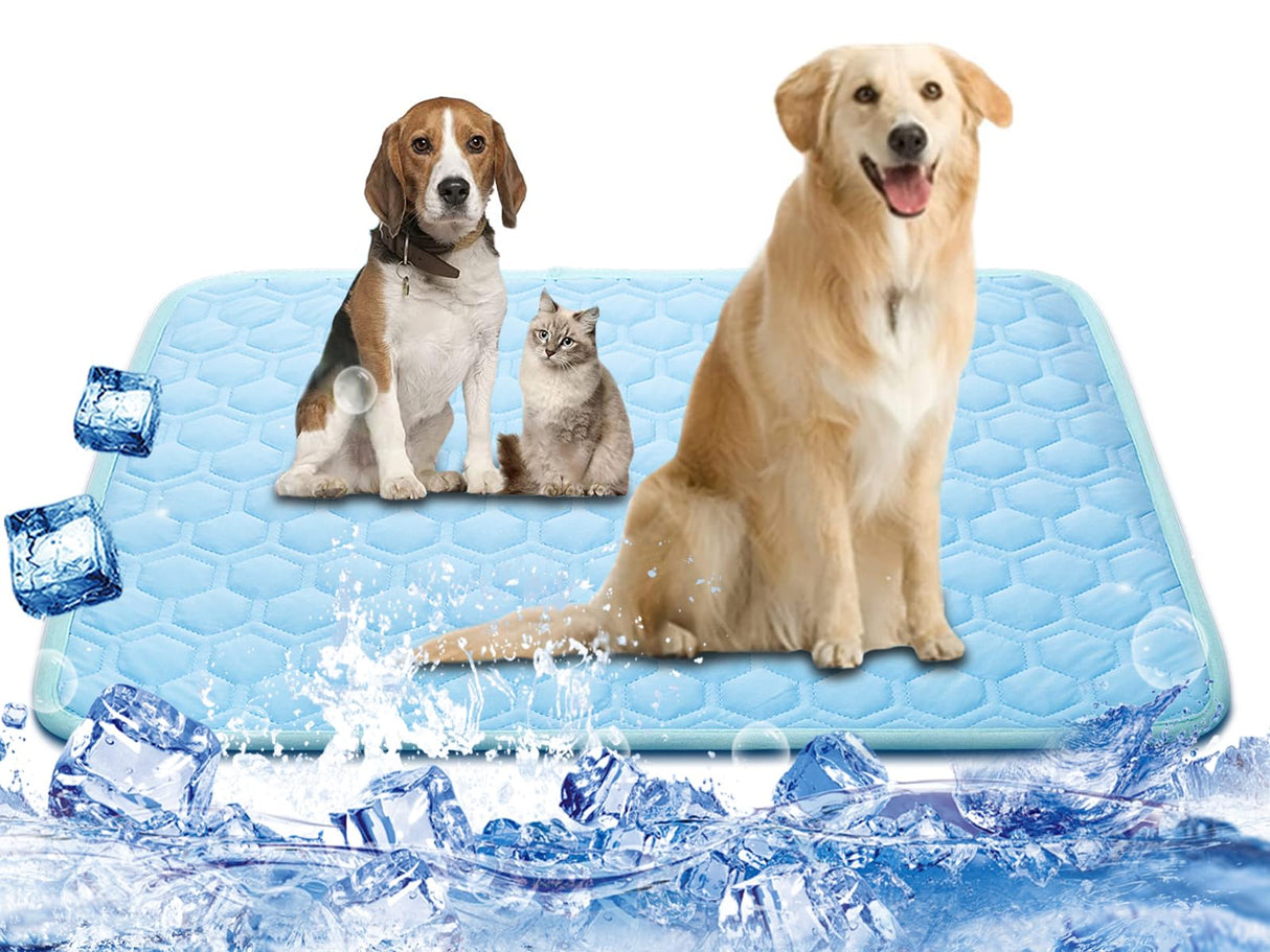 Upgraded Self-Cooling Mat for Dogs & Cats - Thicken, Washable, Non-Toxic, Foldable & Non-Slip Dog Cooling mat Pet Cooling Pad for Indoor, Outdoor, Car- Perfect for Summer (Blue, 18β*24β(Small))