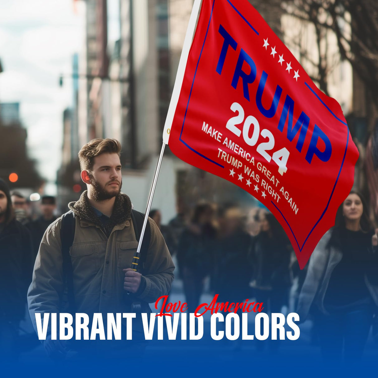 Trump Flag 2024 With Pole, 3X5 Ft Make America Great Again Flag, Trump Was Right Patriotic Flag, UV & Fade Resistant, Portable Flagpole Included, 2 Brass Grommets