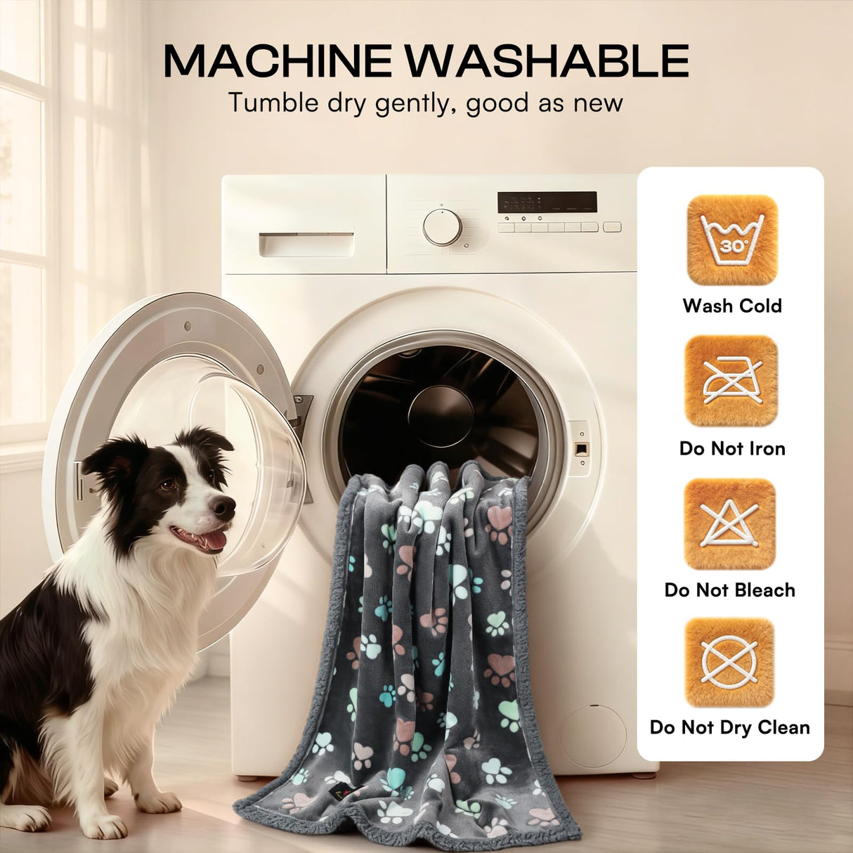 Luciphia Waterproof Pet Blankets for Couch Sofa Bed Cover Cat Liquid Pee Proof Washable Soft Fluffy Large Dog Blanket Reversible Furniture Protection Puppy Grey Paw Thicken Medium(57" x 40")
