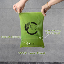 Load image into Gallery viewer, Certified Compostable Dog Poop Bags, 270 Count Landfill Friendly and Leakproof Waste Bags, Easy Open Unscented Forest Green Poop Bag for Dog, 15 Doggy Bags Per Roll (18 rolls)