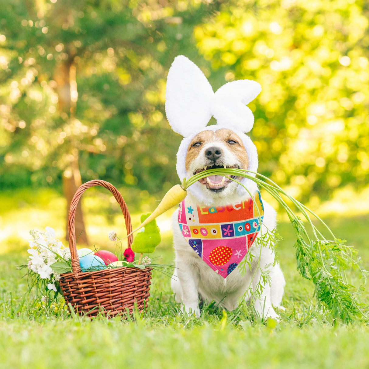 Sanwuta 180 Pcs Easter Dog Bandanas Bulk Spring Dog Scarf Adjustable Puppy Bibs Holiday Pet Accessories Grooming Supplies Washable Pets Outfit Costume for Small to Large Pet