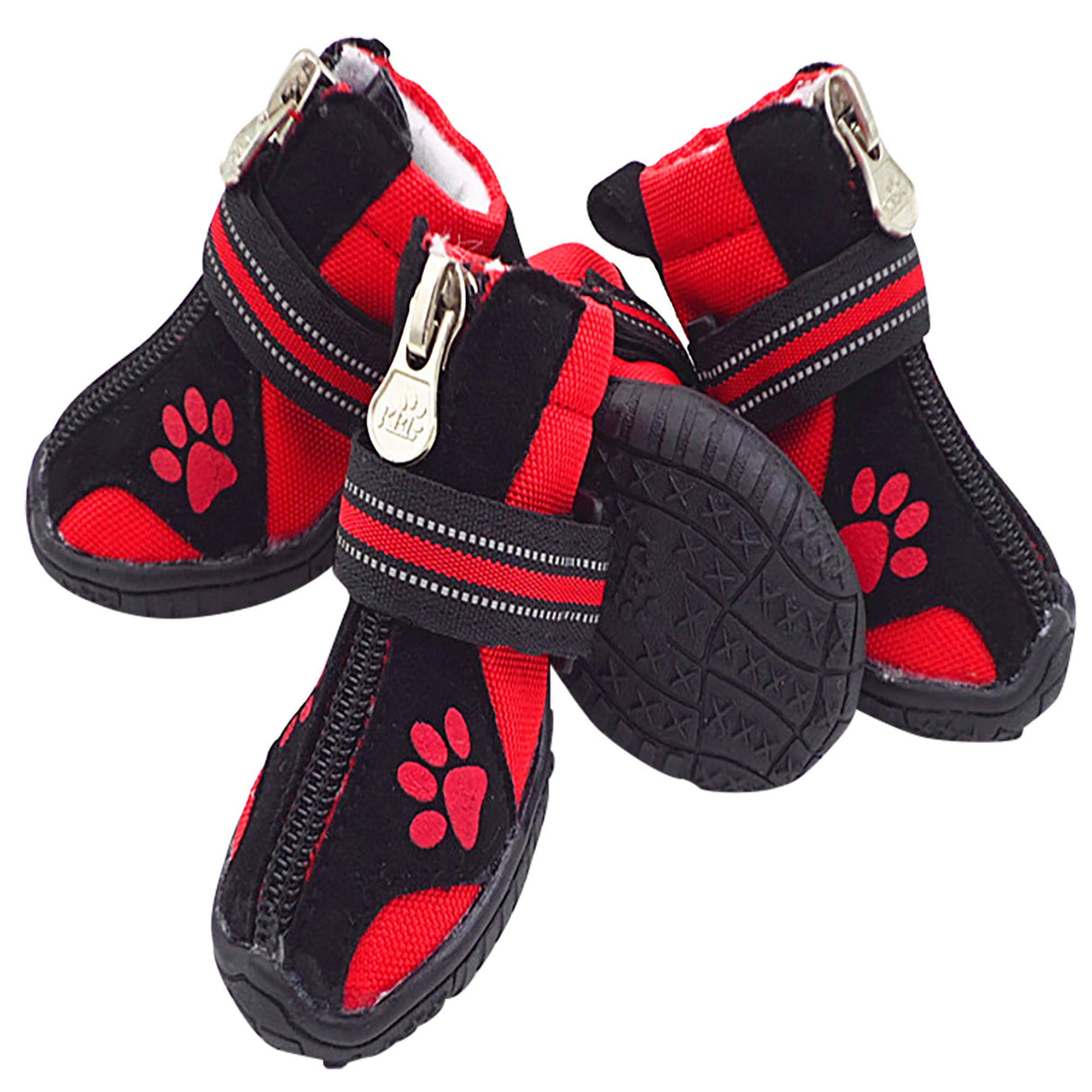 URBEST Dog Winter Shoes, Dog Boots Sports Non-Slip Pet Dog Anti-Slip Sole, Water Resistant Boots for Dogs 2 Pairs (1#, Red)