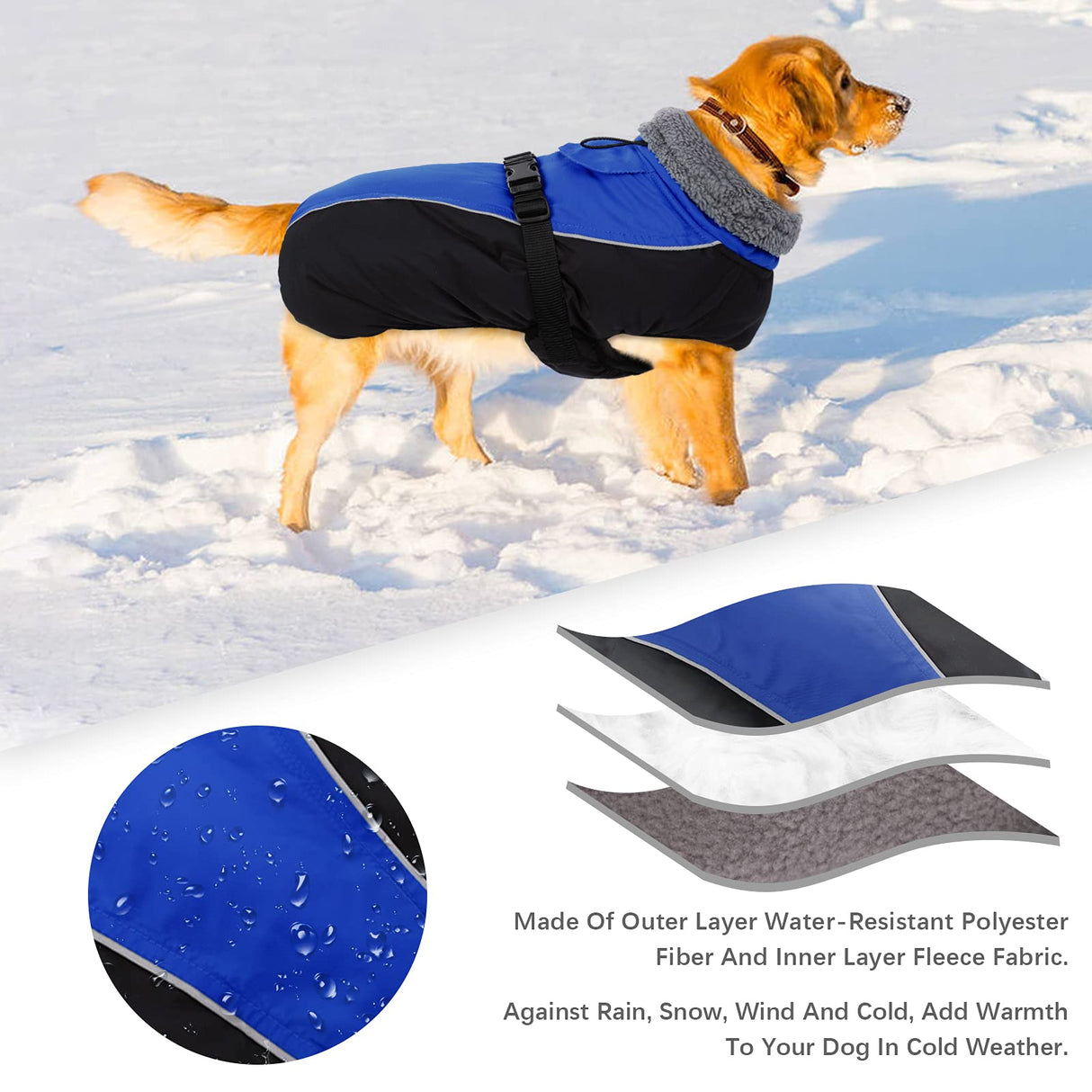 IDOMIK Dog Winter Coat, Reflective Waterproof Dog Jacket for Cold Weather, Warm Pet Coats for Small Medium Large Dogs, High Collar Doggy Fleece Snow Jacket, Winter Vest with Adjustable Buckle,XXL