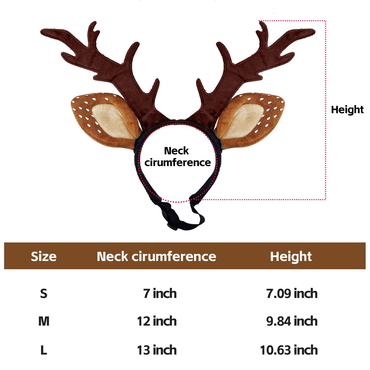KUDES Dog Cat Christmas Reindeer Antlers Headband Classic Adjustable Elk Hat Headwear Pet Deer Cospaly Costumes Accessories (L(for Medium Big Dogs))