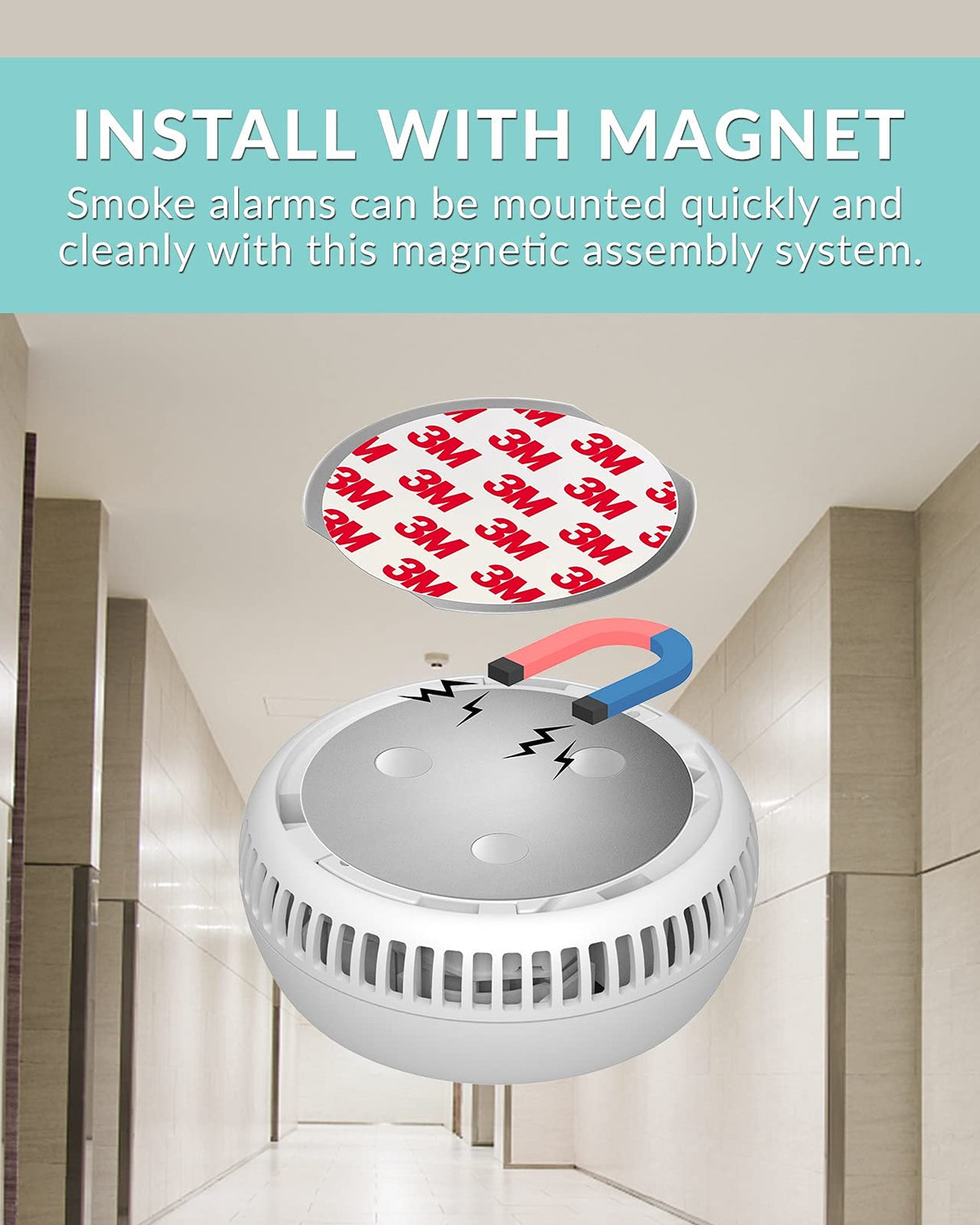 Ecoey Smoke Alarm Fire Detector with Photoelectric Technology and Low Battery Signal (Battery Include), Fire Alarm with Test Function for Home, Bedroom, FJ136GB, 3 Packs