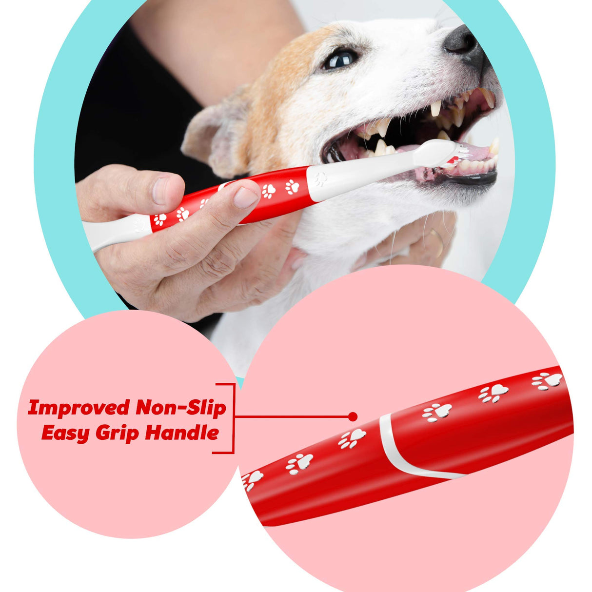 Pet Toothbrush for Dogs, Cats with Soft Bristles - Easy Teeth Cleaning & Dental Care, Non Slip Dual Head Dog Toothbrush for Medium & Large Pets, Toothpaste Not Included, Pack of 4