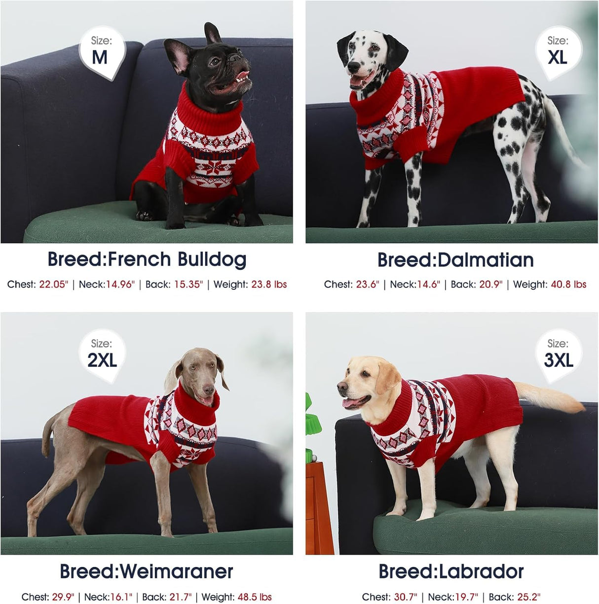 IECOii Extra Large Dog Sweater,Turtleneck Dog Sweater Larged Size Dogs,5XL Big Pet Christmas Knitwear Winter Clothes for Cold Weather,Girl and Boy Knit Sweatshirt for Great Dane,XXXXX-Large