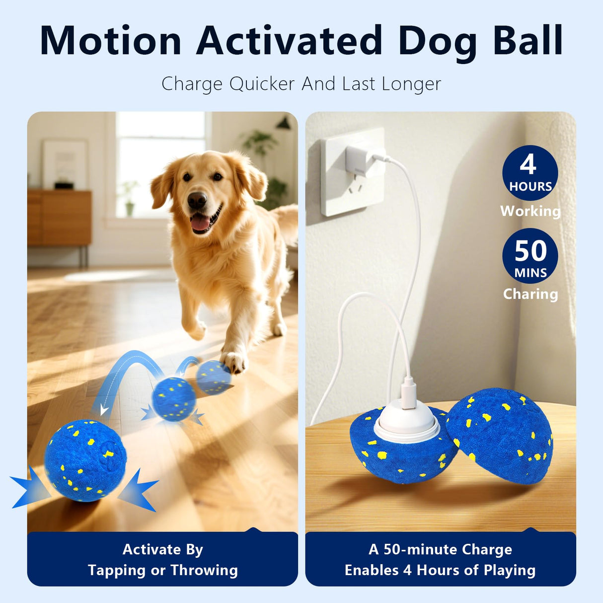 Zuykjeagle Interactive Dog Toy Ball, Smart Electric Ball - Automatic Bouncing Rolling Moving Jumping Vibrating - 3 Modes Water Resistant Balls for Medium Large Dogs - Chase Pet Toys to Keep Them Busy