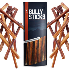 Load image into Gallery viewer, Wild Wolf 12-inch Angus Bully Sticks (8oz./~5 Sticks) Healthy, All-Natural, Long-Lasting Dog Chew Bones - Low Odor - Mixed Thickness - Lab-Tested, Hand-Inspected and Packed with Love in The USA