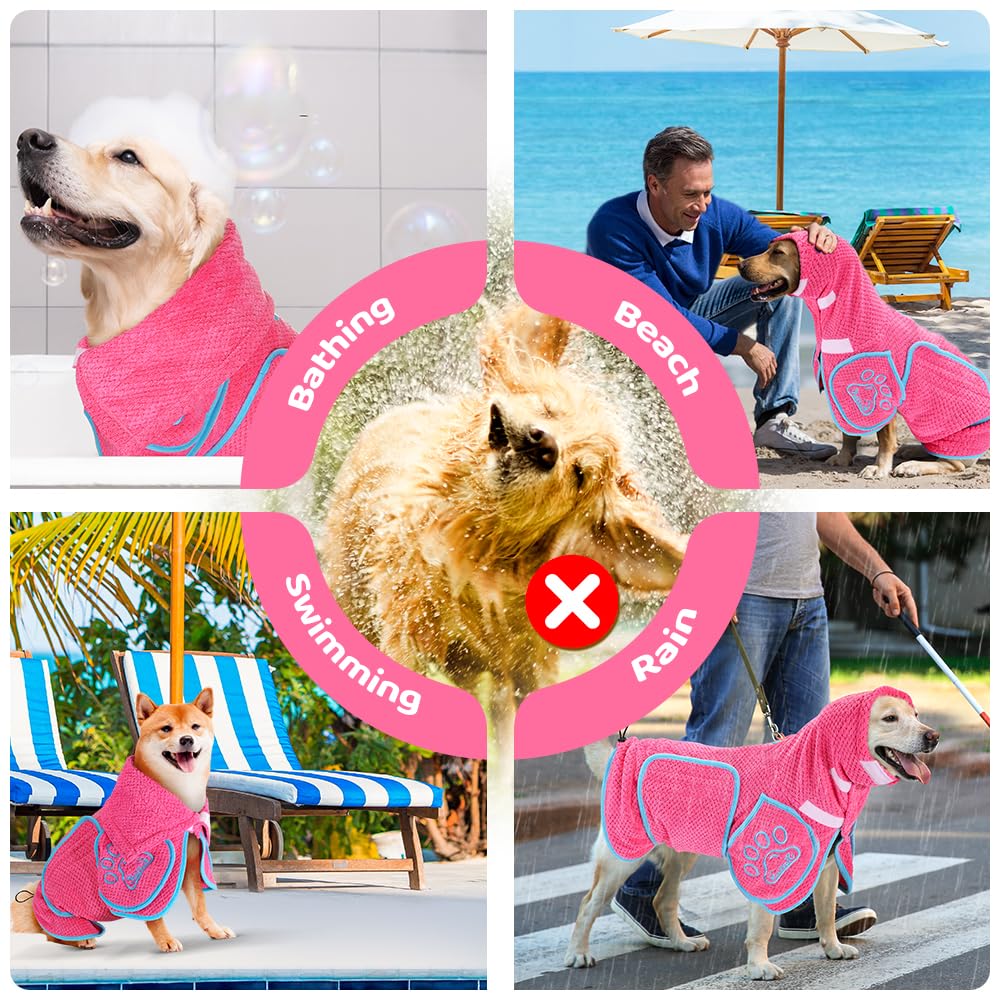 AUTOWT Dog Bathrobe Towel - Super Absorbent Dog Drying Coat, Warming Bath Robes for After Bath Shower Swim Walk for Small Medium Large Dogs Cats Pet