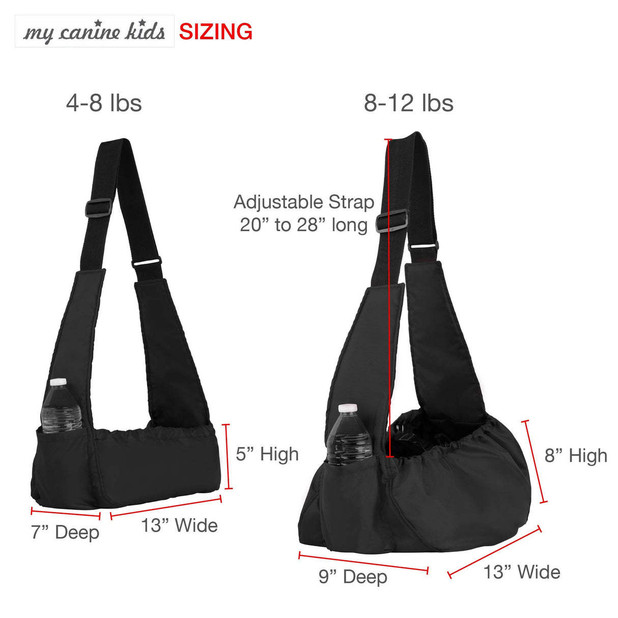 Cloak & Dawggie Dog Sling Carrier Tiny XXS Extra Extra Small Dogs, Puppy Toy Teacup Wearable Adjustable Pet Cross Body Shoulder Bag Waterproof Nylon Travel My Canine Kids (8722) (3-7 lbs, Black)