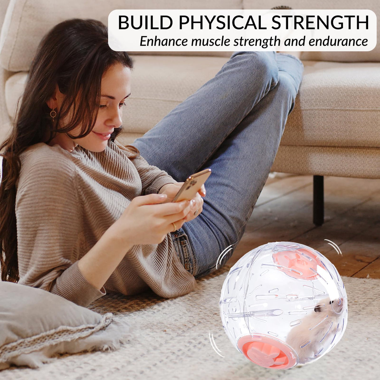 7.9 Inch Hamster Ball, Running Ball Toy, Transparent, Breathable, Promote Exercise Health, Reduce Stress, Easy to Clean, Hamster Accessory, for Syrian Dwarf Hamster, Gerbils, Mice, Small Pets, Pink
