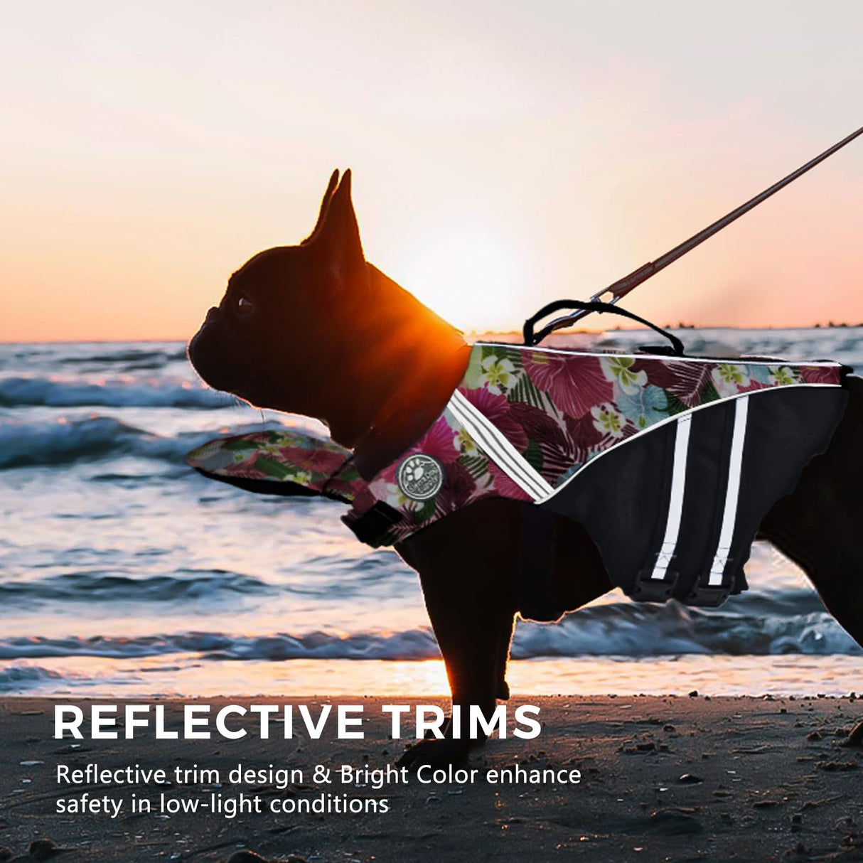 Dog Life Jacket, French Bulldog Life Vest for Swimming Boating, Dog Swim Vest with Chin Float and Rescue Handle, High Flotation Puppy Life Jackets (Chest Girth: 17" to 30", Weight: 17" to 28" LB)
