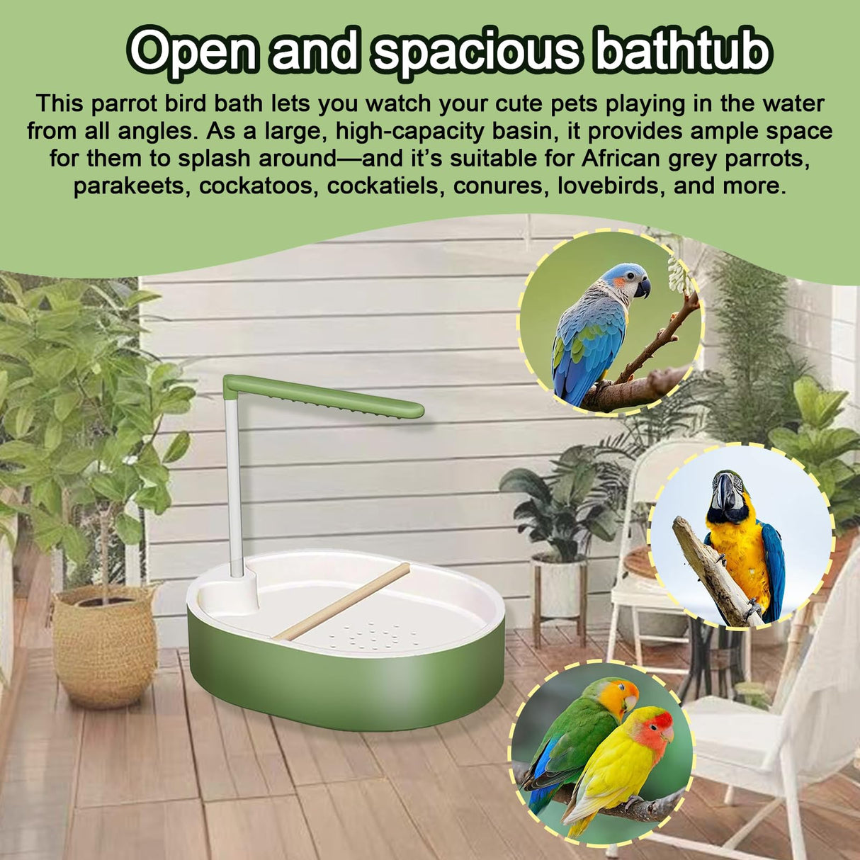 Xanadued Parrot Shower, Automatic Parakeet Bird Bath with Pump, Large Bird Shower Fountain, Bird Bath for Parakeets for Pet Birds, Conure, Cockatoo, Budgie, Lovebird, Finches