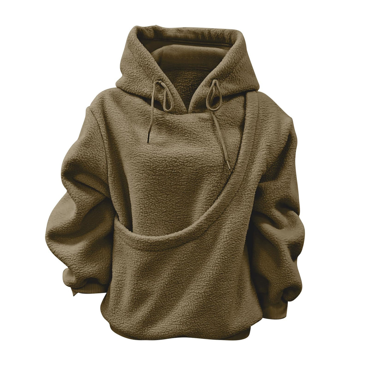 Pet Sling Hoodie Teddy Fleece Ultra-Soft Warm Pet Hoodie Carrier for Cats & Small Dogs 2-15 Lbs, Unisex Fit (Brown,L)