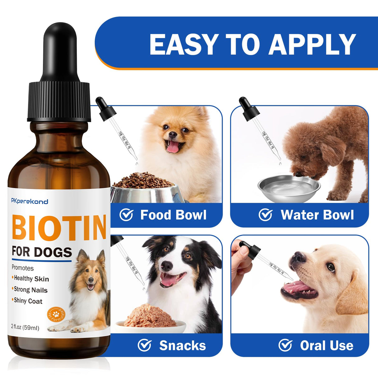 Liquid Biotin Supplement for Dogs, 2000 mcg, Strengthens Dog Nails, Promotes Healthy Coat & Skin with Biotin and Collagen, Slows Down Dog Shedding, Relieves Dry Skin, Faster Absorption, 2 oz