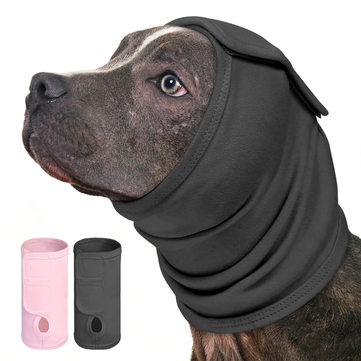 AOFITEE Dog Calming Hoodie, Anti-Slip Headband for Dog Hematoma, Adjustable Dog Ear Muffs Cover for Noise Anxiety, Dog No Shake Ear Wrap for Grooming, Fireworks, Thunderstorms, Drying, Grey XL
