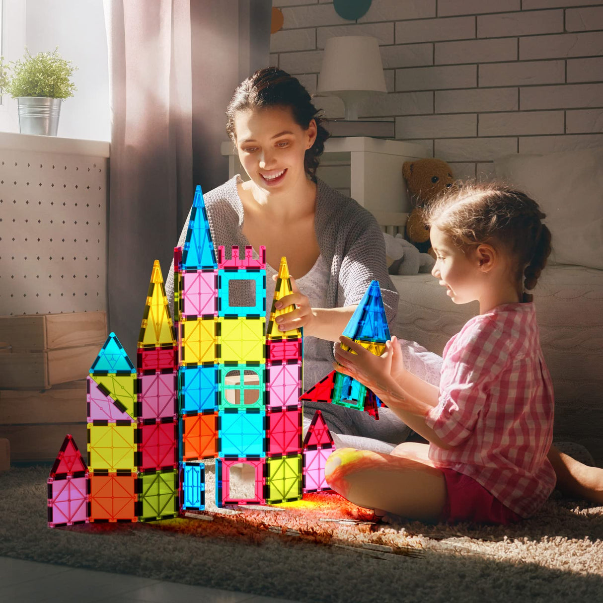 Jasonwell Magnetic Tiles Building Blocks Set for Boys Girls Preschool Educational Magnet Construction Kit Stacking STEM Toys Christmas Birthday Gifts for Kids Toddlers 3 4 5 6 7 8 9 10 + Year Old
