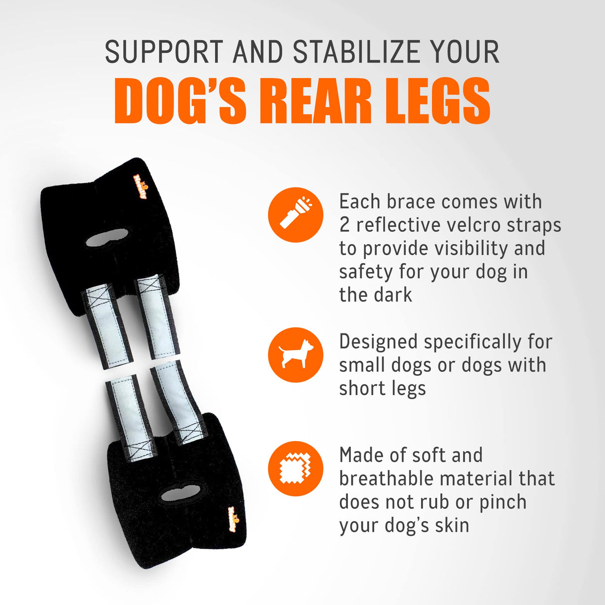 NeoAlly Cat and Dog Ankle Brace Pair Canine Rear Leg Hock Support with Safety Reflective Straps for Hind Leg Wounds Heal and Injuries and Sprains from Arthritis (S Pair)