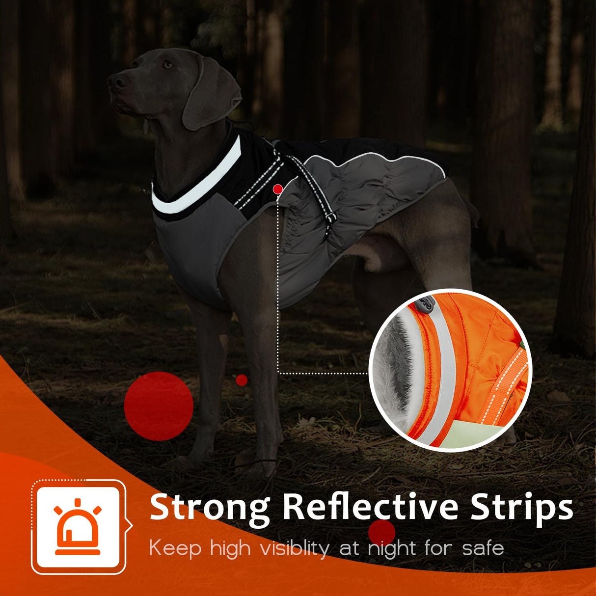 Abuandi Dog Winter Coat with Harness, Dog Jacket, Pet Clothes with Zipper on Back, Waterproof Windproof Warm Vest, Reflective Cold Weather Coats, for Small Medium Large Dogs, Thick, Orange, XS