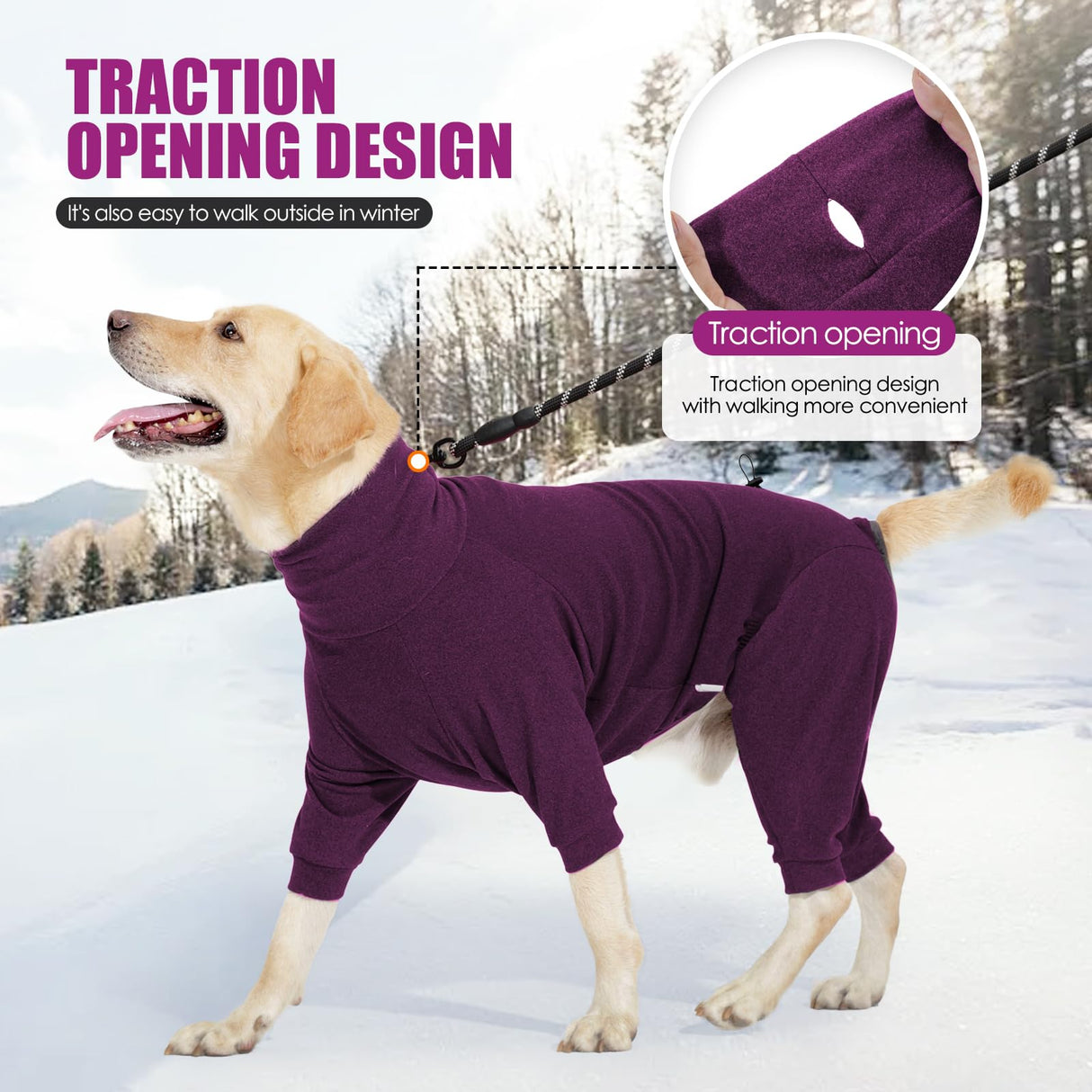 JOHNBOLIN Warm Fleece Dog Sweater with Turtleneck & Leash Hole, Long Sleeve Winter Pullover Jumpsuit for Small Dogs – Cold Weather Indoor/Outdoor Apparel (Wine red, X-Small)