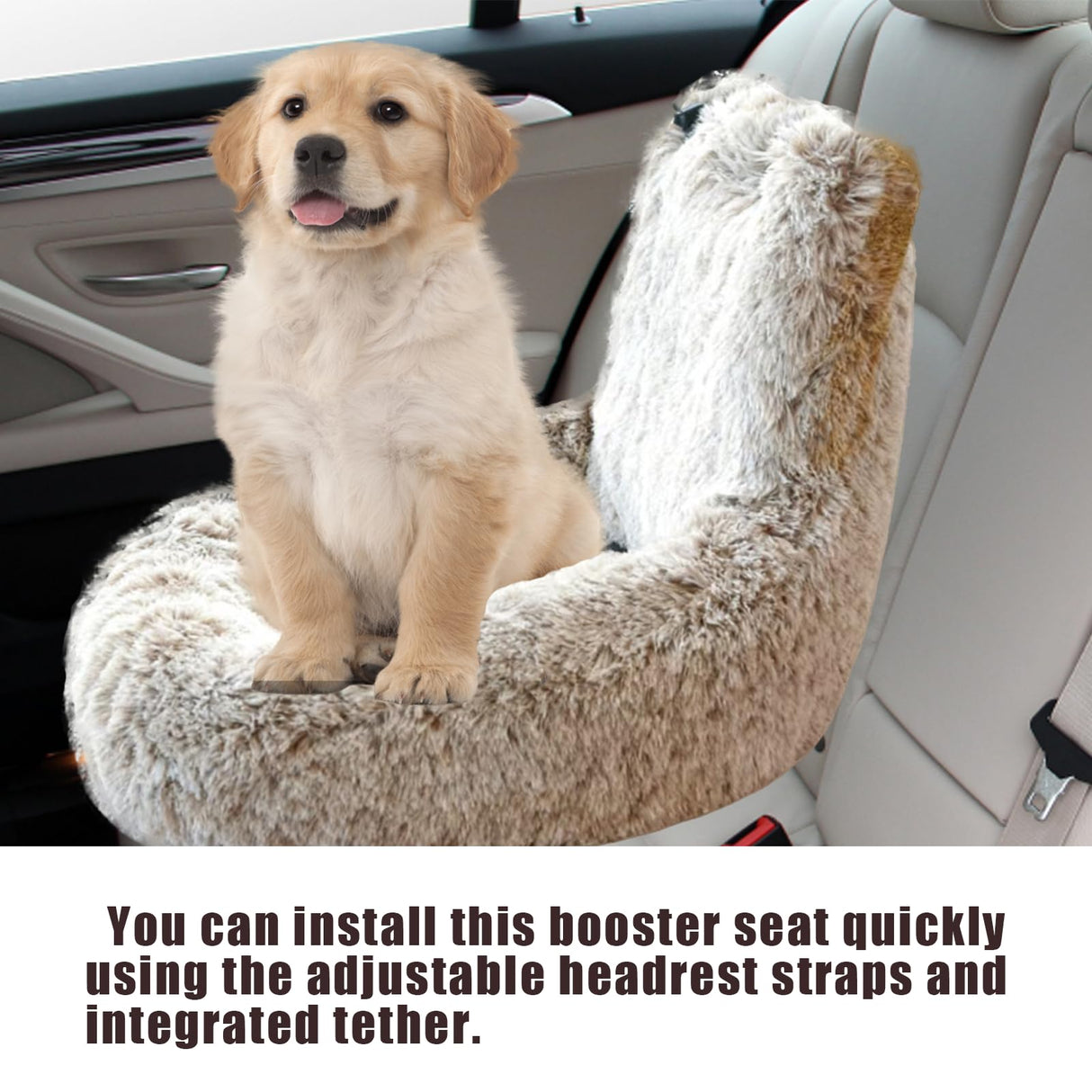 Dog Car Seat - Dog Bed for Car with Safety Straps, Pet Travel Bed for Small Medium Dogs, Memory Foam Booster Seat Soft Plush Sherpa Detachable Washable Cover