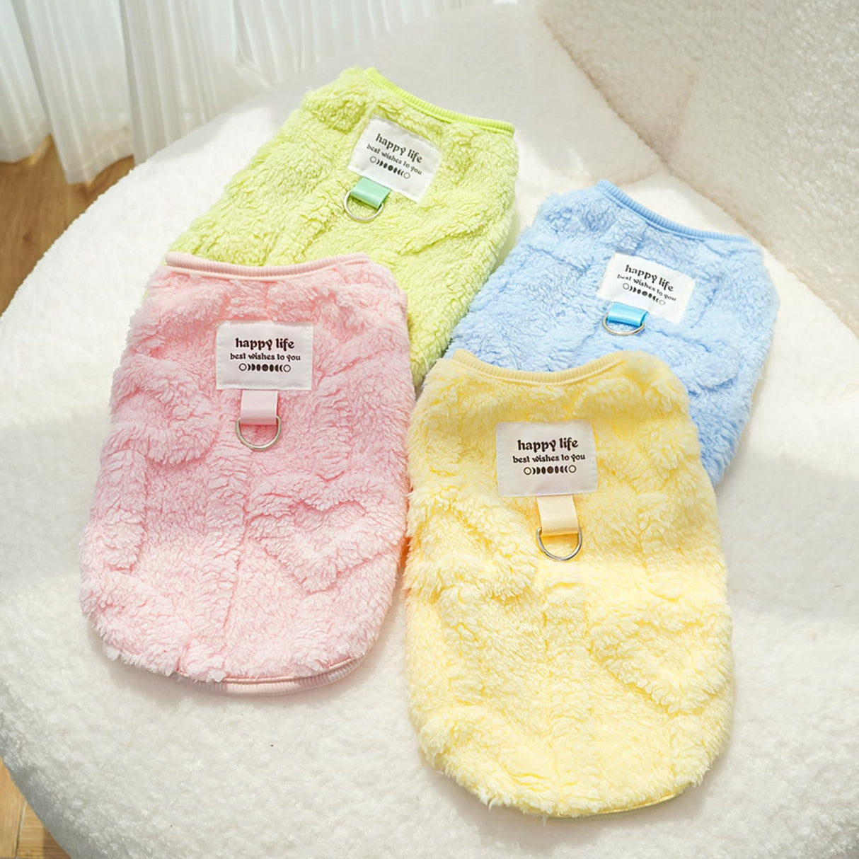 4Pcs Dog Sweatshirt for Small Medium Dogs Cute Cat Apparel Warm Fluffy Knitwear Winter Soft Skin-Friendly (S (3-5.5 lbs))