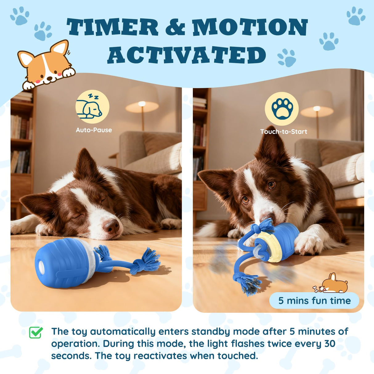 HVUATQ Interactive Dog Toys - 2026 Upgraded Motion Activated Balls for Medium/Large Dogs, Automatic Moving Dogs Toy Wicked Ball for Boredom, Interactive Dog Ball to Keep Them Busy(Blue)