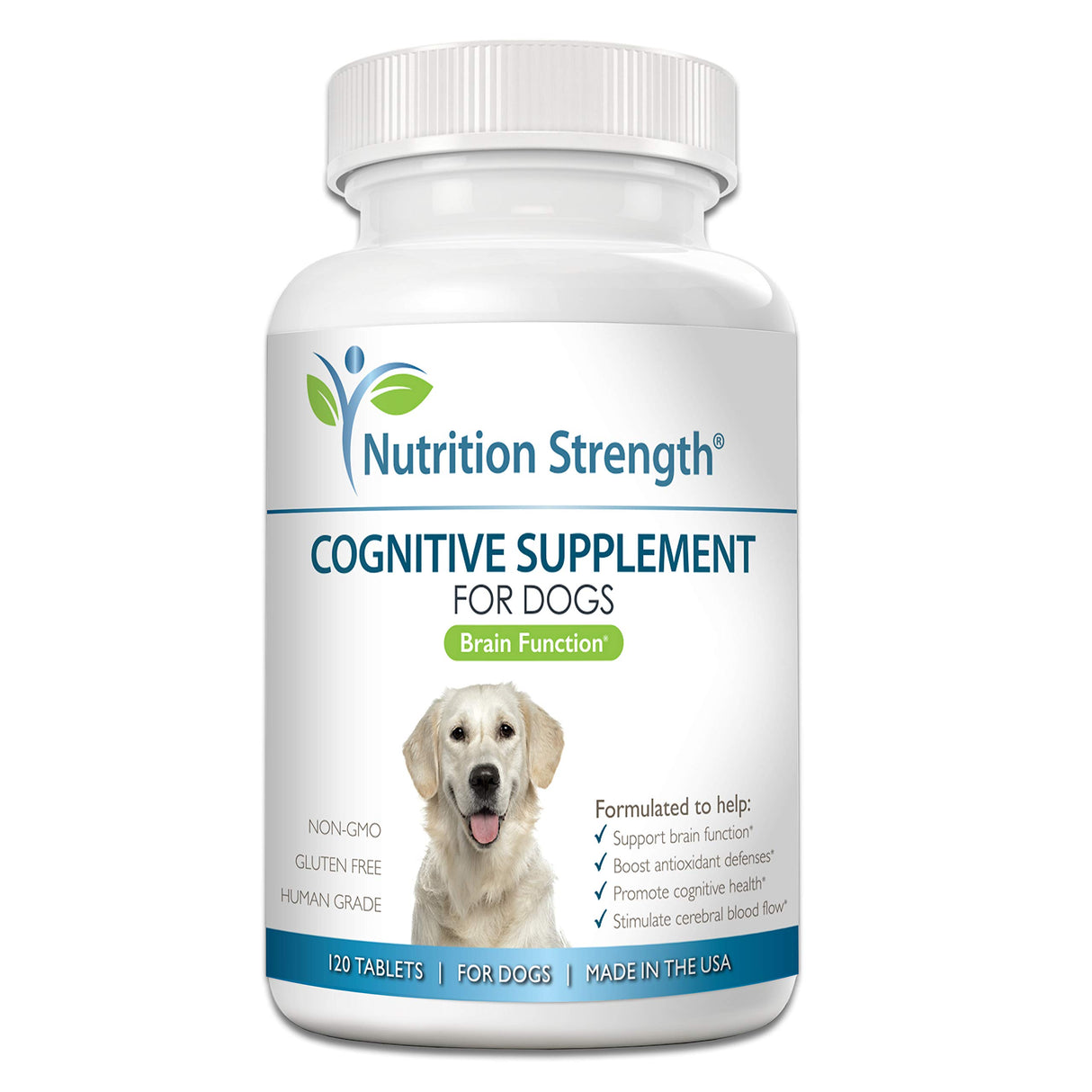 Nutrition Strength Cognitive Support for Dogs, Promotes Dog Brain Health, Mental Support Supplement for Cognitive Difficulties, 120 Chewable Tablets