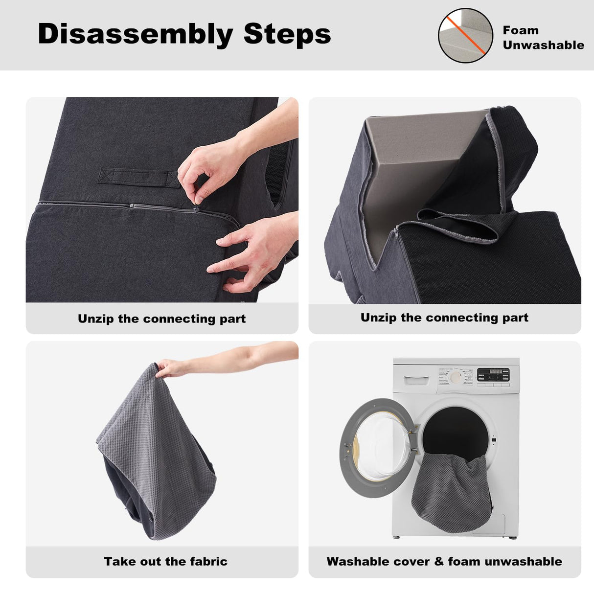 ZOMISIA Dog Ramp for Large Dogs - 24" H 5 Steps Pet Stairs for High Bed with Tunnel 2 in 1 with Zippers Suitable, Indoor Cat Ladders with Non-Slip Bottom, Black