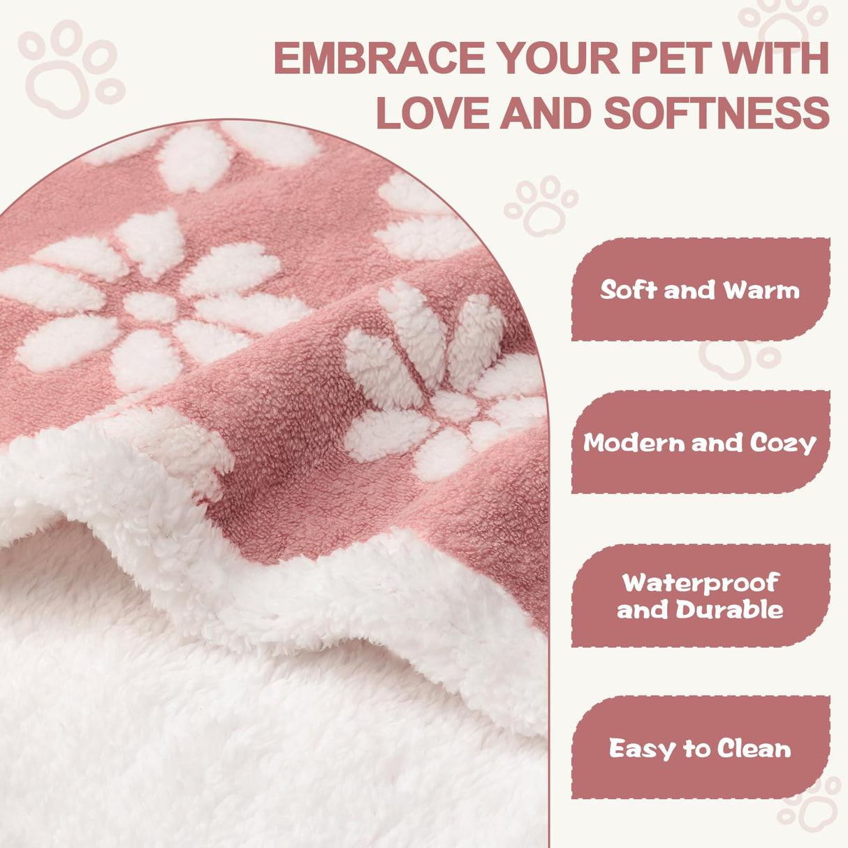 Yaning Waterproof Blanket for Dog Cat or Adult, Cute 3D Textured Flower Dog Blanket for Bed Couch Sofa, Soft Liquid Pee Proof Pet Furniture Protector, 50"x60", Pink