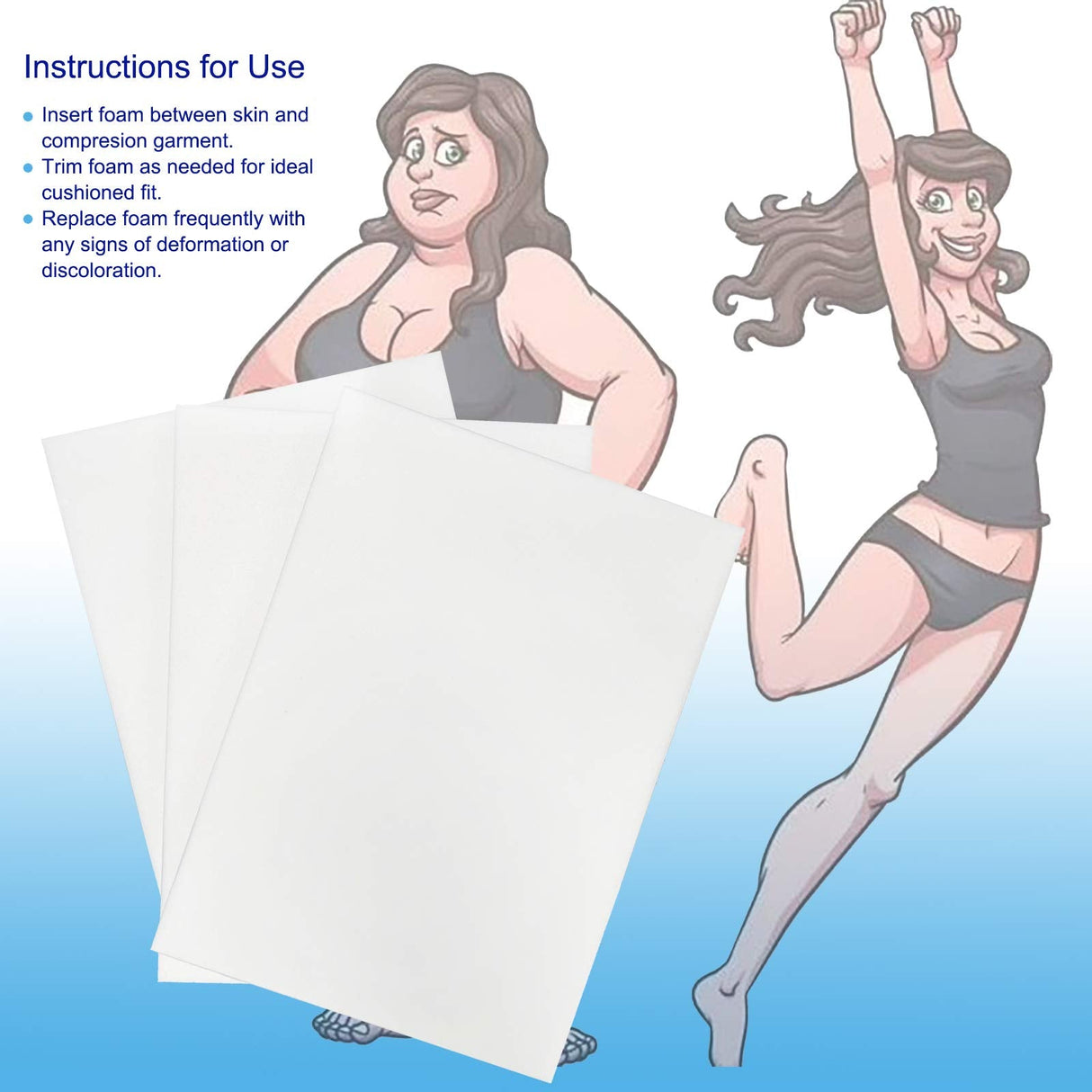 Moolida 3 Pack Lipo Foam - Post Surgery Ab Board for Use with Post Liposuction Surgery Flattening Abdominal Compression Garments Liposuction Foam pads for Recovery 8"X11"
