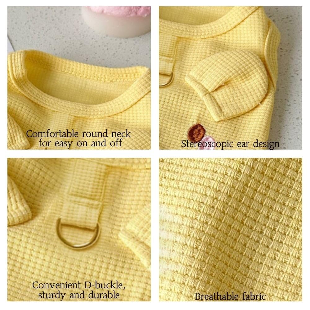 PayaSnug 3PCS Dog Shirt Set with D-Ring – Soft Breathable Dog Clothes for Small, Medium & Large Dogs, Pink Pig, Yellow Bear and Panda Pattern Puppy Shirt, Sleeveless Pet Tank Top