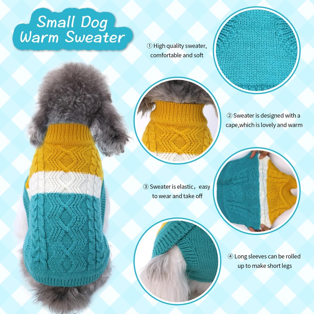 SHIAOMIN Knitted Dog Sweater - Color Block Thick Warm Dog Clothes Pet Winter Coat, Puppy Outfits Cat Apparel for Small Medium Dogs Cats Boy Girl Pet (XX-Large)