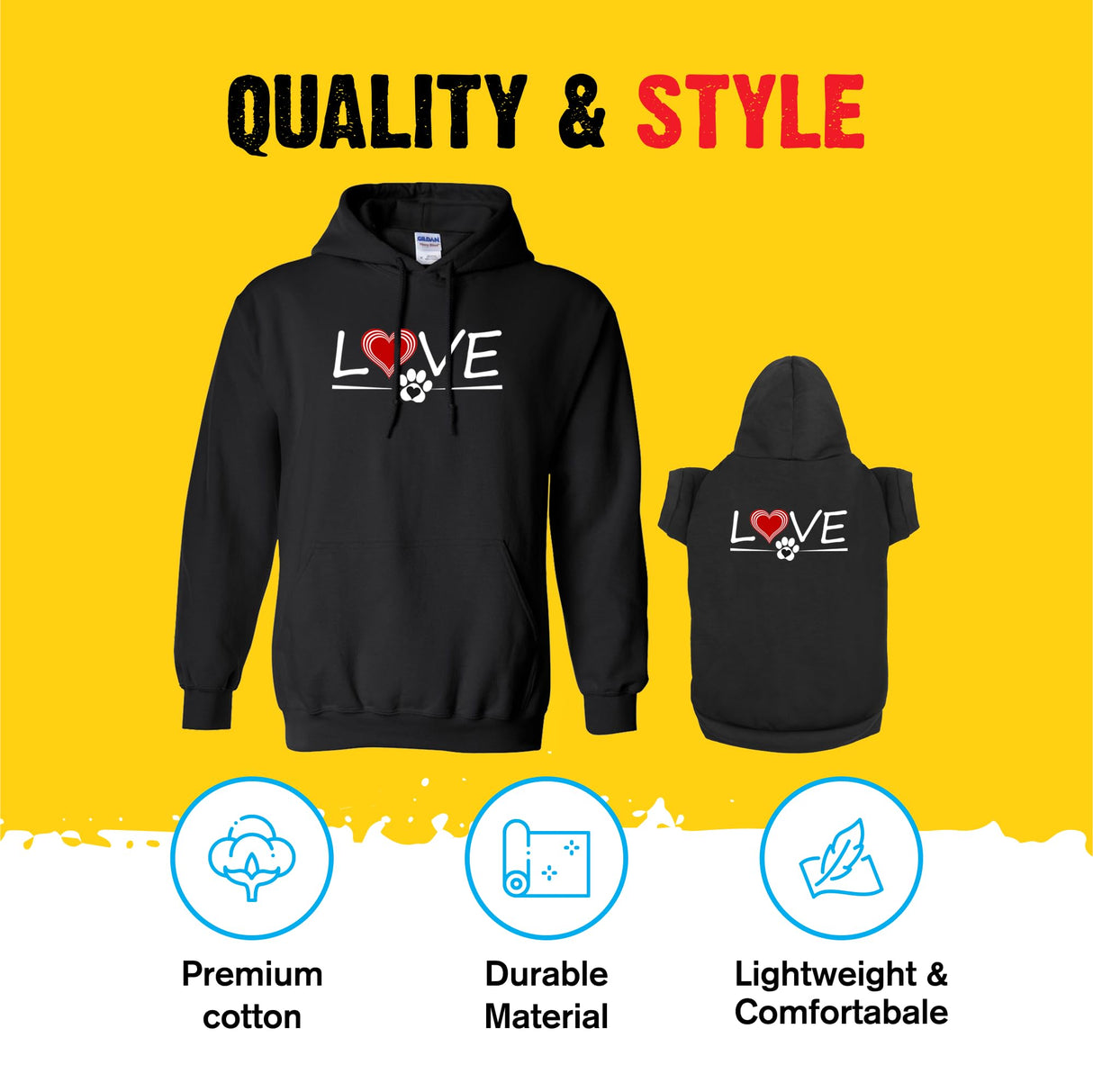 APPARELYN Matching Hoodies for Dogs and Humans - Love Heart Pet & Owner Matching Dog and Owner Sweaters - Premium Dog Hoodie Is a Great Gift for Christmas, Thanksgiving, Hanukkah Royal Blue