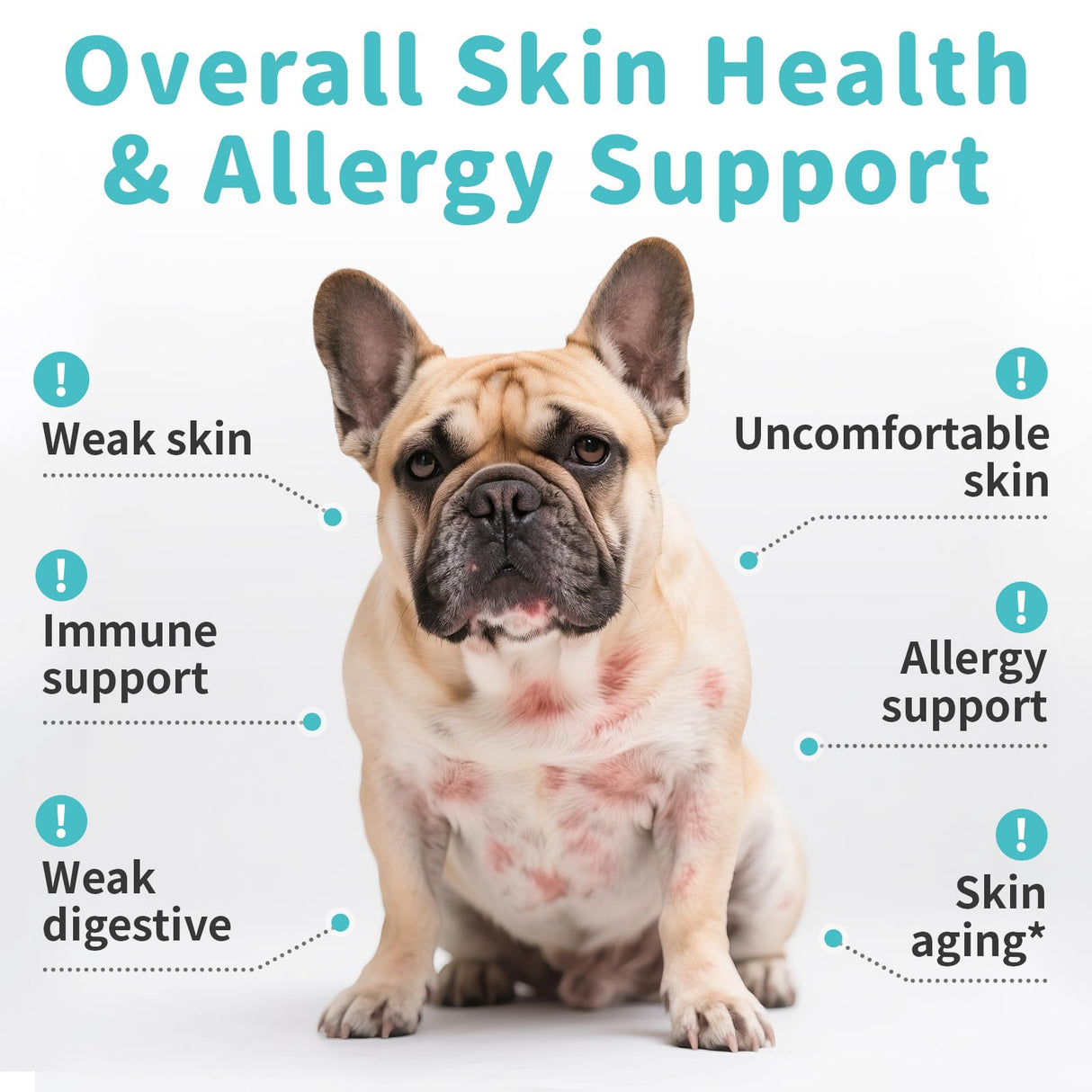 POPPAW Dog Skin & Allergy Chews - Dog Probiotics for Sensitive Skin Health Support - Allergy Relief - Support Seasonal Allergies, Immune & Gut & Digestive Health Supplement - Chicken Flavor - 90 Count