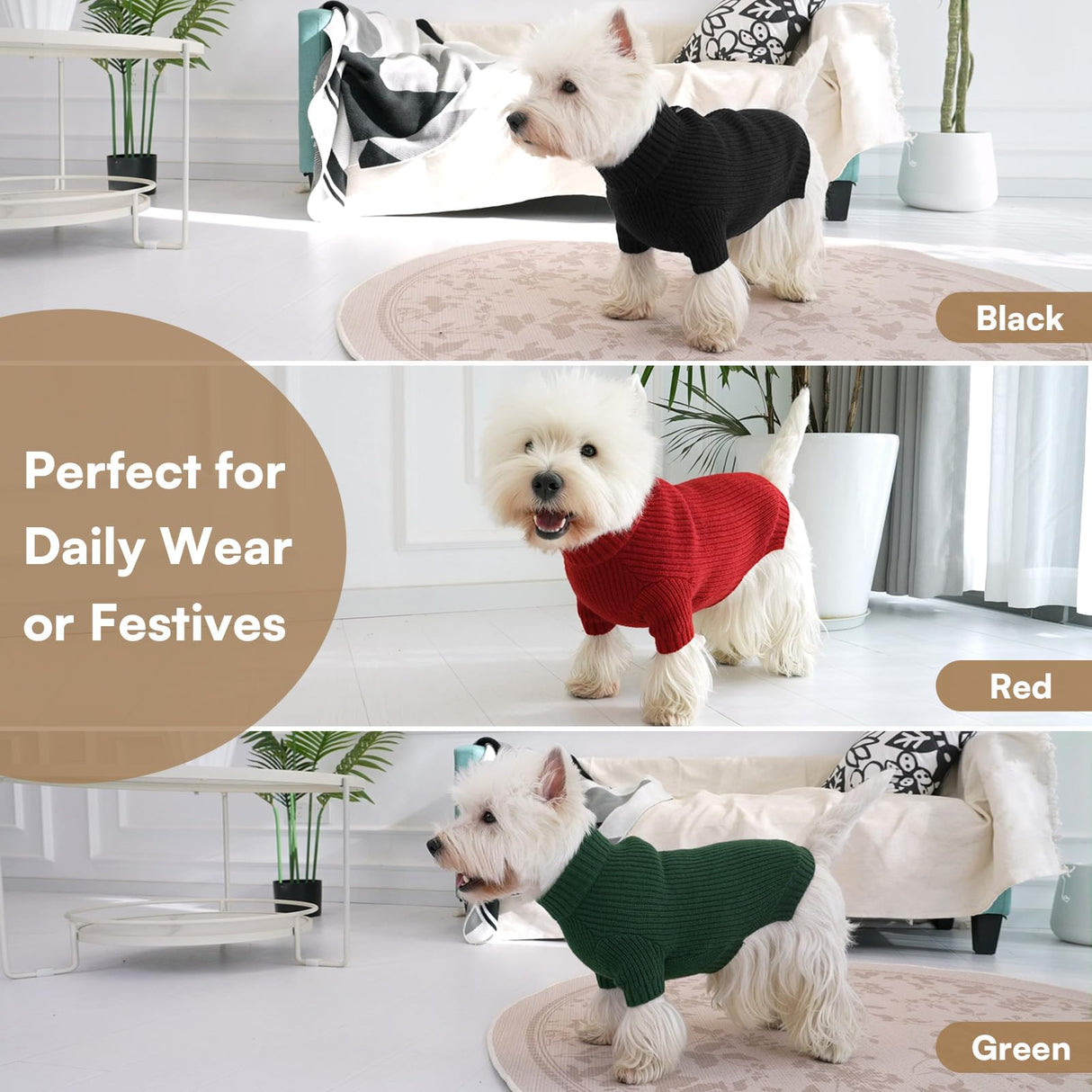 Queenmore Dog Sweaters for Medium Dogs Boy,Medium Dog Sweater,Dogs Christmas Sweaters,Thick Knit Turtleneck Pullover,Extremely Soft & Warm Pet Winter Clothes for Girl Male Female