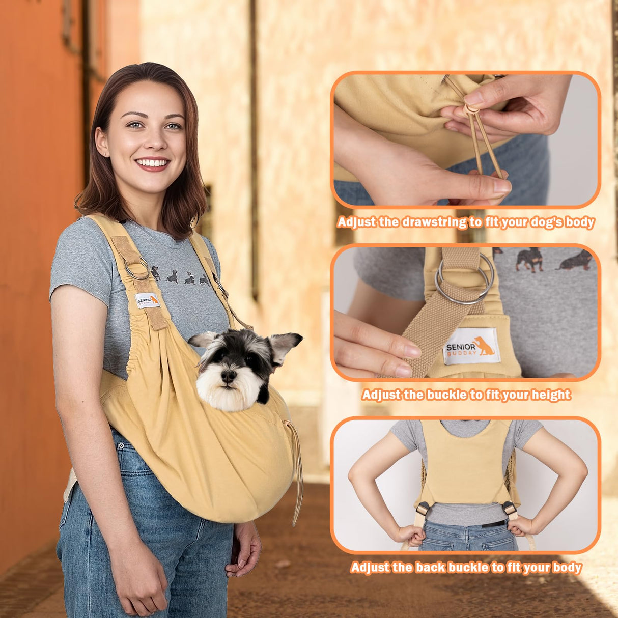 Dog Sling Carriers for Small Dogs,Carrier Sling for Cats and Puppy up to 15 lbs,Carrying Wrap Front Backpack Cat Sling,Adjustable Chest Pet Sling