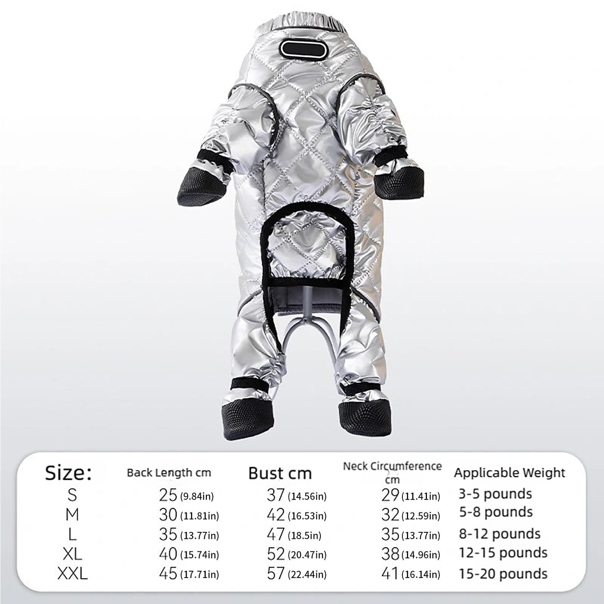 Dog Snow Suit, with Booties and Paw Protectors, Puppy Snowsuit, Silver Paw Dogs Coat, Full Body Dog Coat, Puppy Full Body Snow Suit, Water-Proof Puffer Jackets for Cold Weather, Outdoor Activity