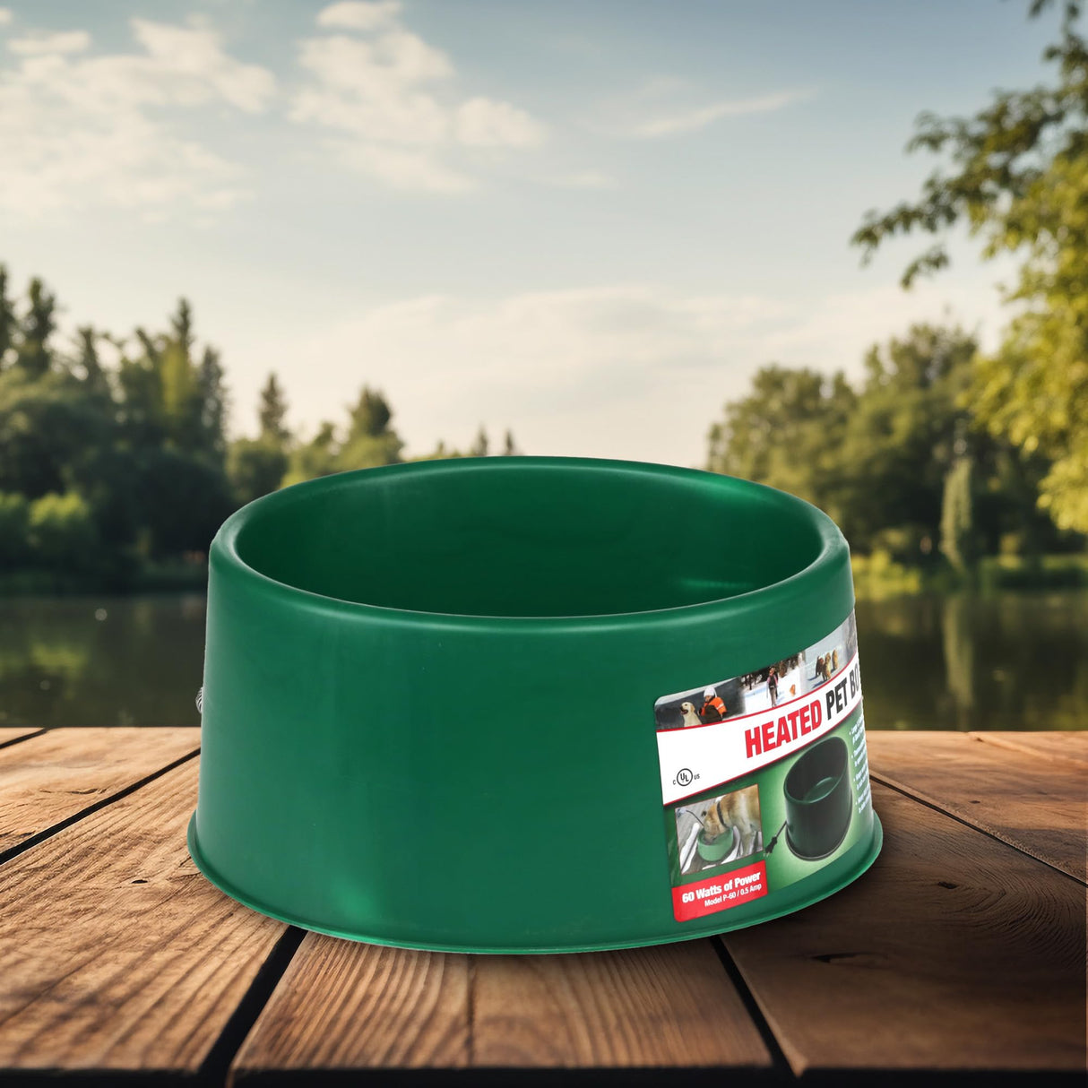 Farm Innovators P-60 1.5 Gallon 60 Watt Electric Heated Pet Water Bowl with Thermostatic Control and Anti Chew Cord, Green (2 Pack)