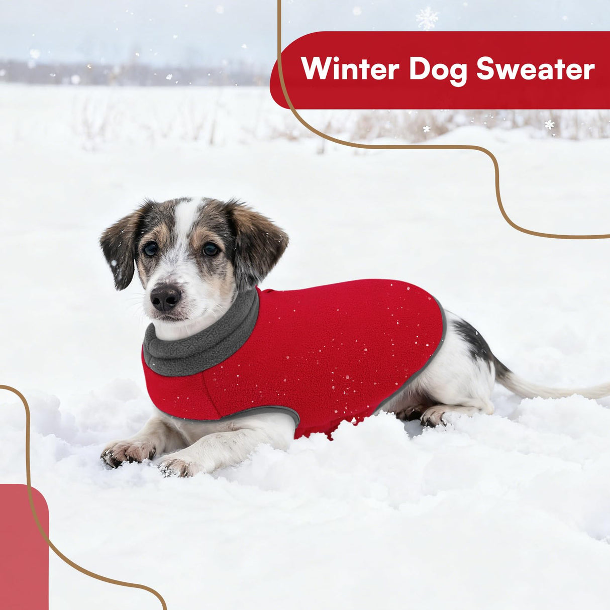 Queenmore Dog Sweater,Soft Fleece Vest Pullover Dogs Jacket with Elastic Stretchable,Warm Winter Dog Coats Cold Weather Doggy Dachshund Sweaters for Small Dogs Cats Boy or Girl (Red, L)